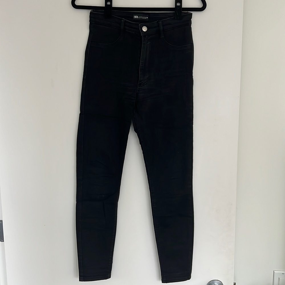 Zara High-Waist Super Stretchy Skinny Jeans, Black, Sz. 6